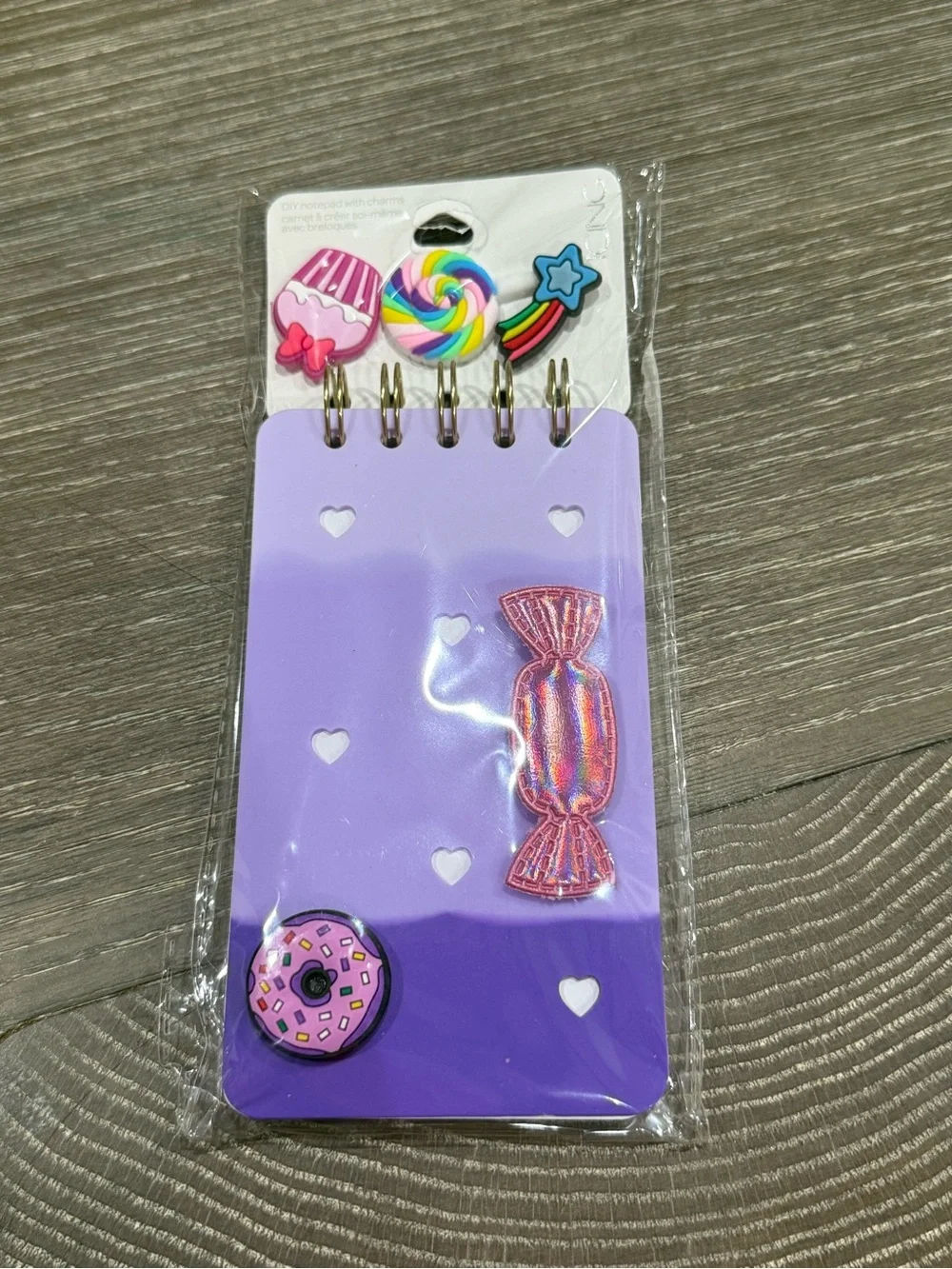 NWT Icing  Purple Candy-Themed Notebook with Charm Pins